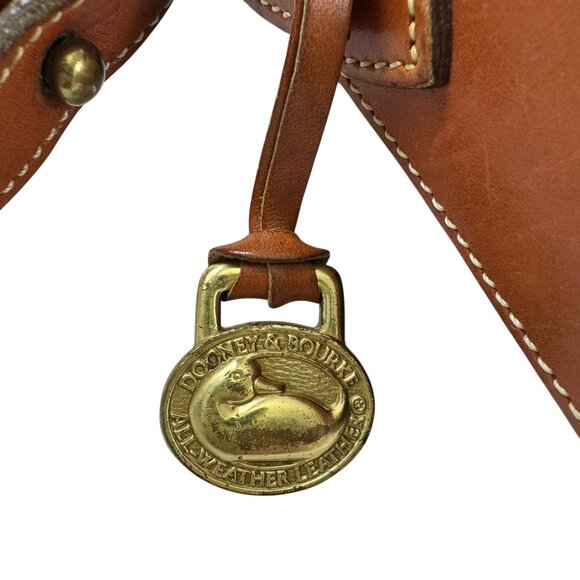 Dooney & Bourke Dover Bag Purse Black & Brown Pebbled Leather Duck Logo Vintage - Picture 7 of 12
